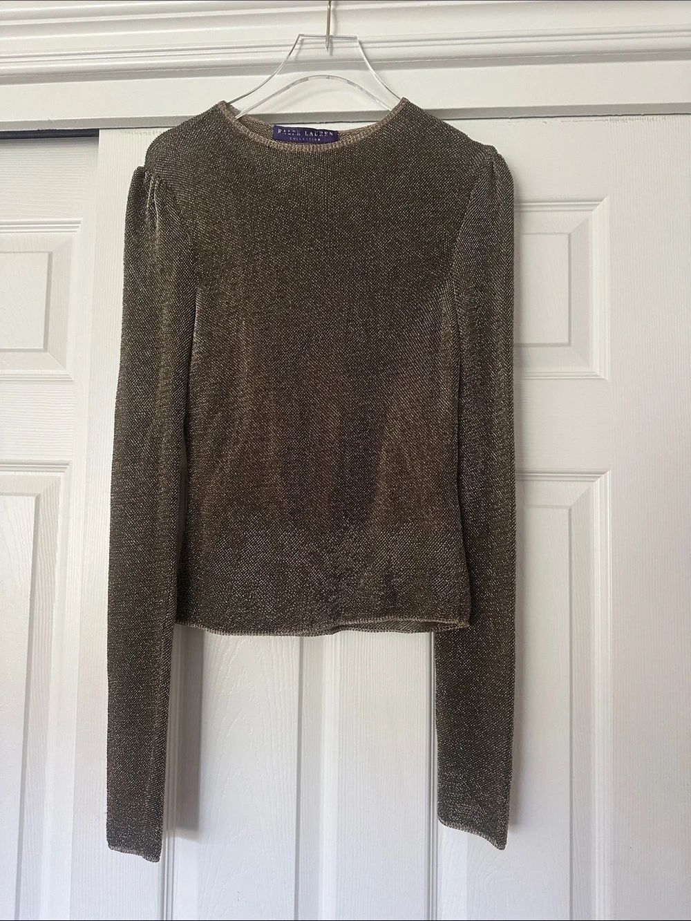 Ralph Lauren Purple Label Metallic Bronze Knit Top
